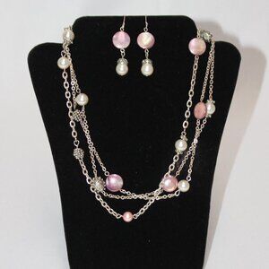 George Pearl Necklace and Matching Earrings